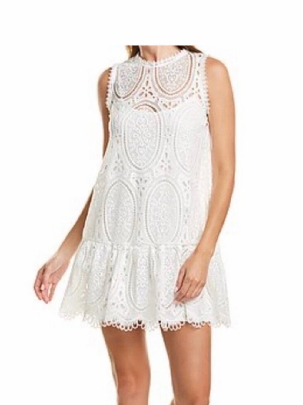 Gracia White Sleeveless Lace Mini Dress